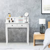 White 2-tier vanity desk with 4 drawers, featuring a detachable storage cabinet for versatile use in any decor.