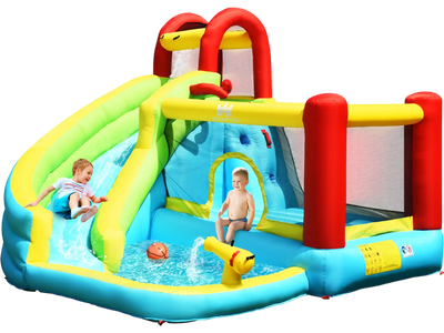 Costway 6-in-1 Inflatable Bounce House Climbing Wall Basketball Hoop 03615294 New