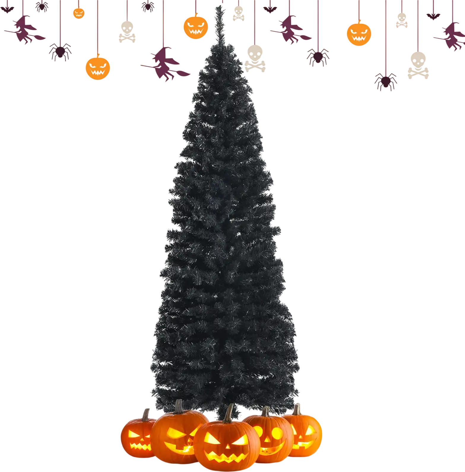 Costway 6' Unlit Artificial Halloween Christmas Pencil Tree w/ Metal Stand 43802751 New