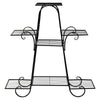 7-tier metal patio plant stand with a classic design, durable iron structure, and hollow-out trays for water drainage.