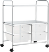 Rolling storage cart with 4 big drawers and 2 mesh shelves, featuring a sturdy steel frame and 4 wheels for easy.