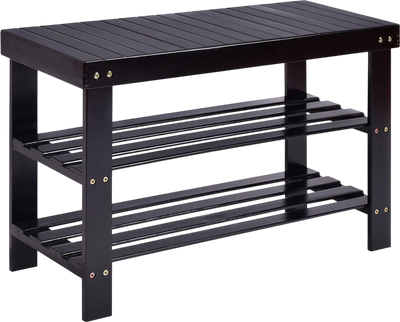 Costway 3-Tier Bamboo Shoe Rack Entryway Bench 41309785 New