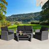 4 Pieces Patio Rattan Furniture Set Sofa Table with Storage Shelf Cushion-Black - Gallery View 1 of 16