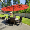 15 Feet Twin Patio Umbrella with 48 Solar LED Lights-Orange - Gallery View 1 of 11
