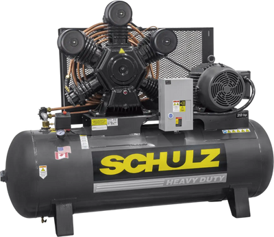 Schulz V-Series Air Compressor 20 HP 120 gal. 2-Stage 208-230/460V 3-Phase Horizontal 58.4 CFM 175 PSI 20120HWV80X-3 New