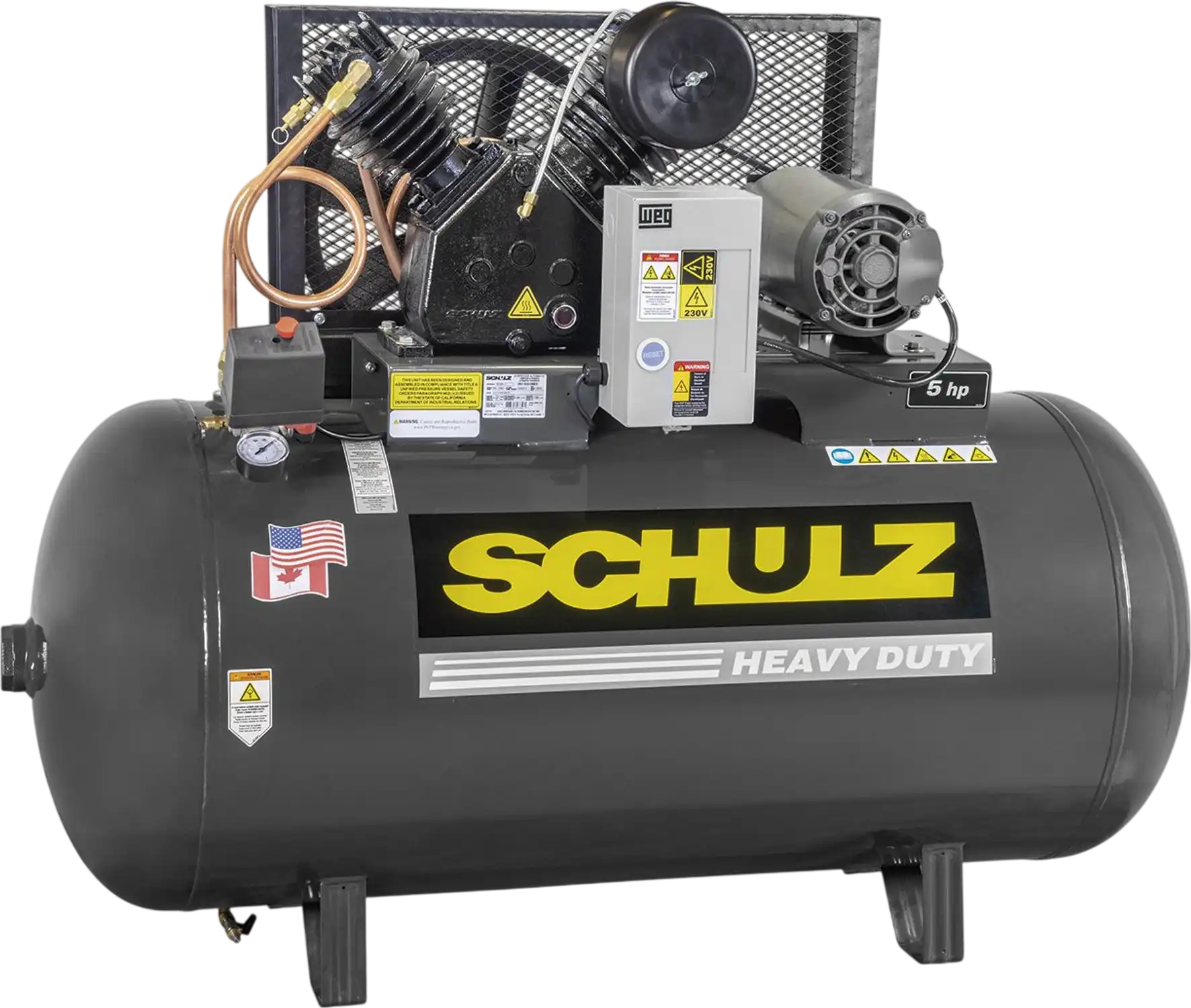 Schulz V-Series Air Compressor 5 HP 80 gal. 2-Stage 230V 1-Phase Horizontal 15.6 CFM 175 PSI 580HV20X-1 New