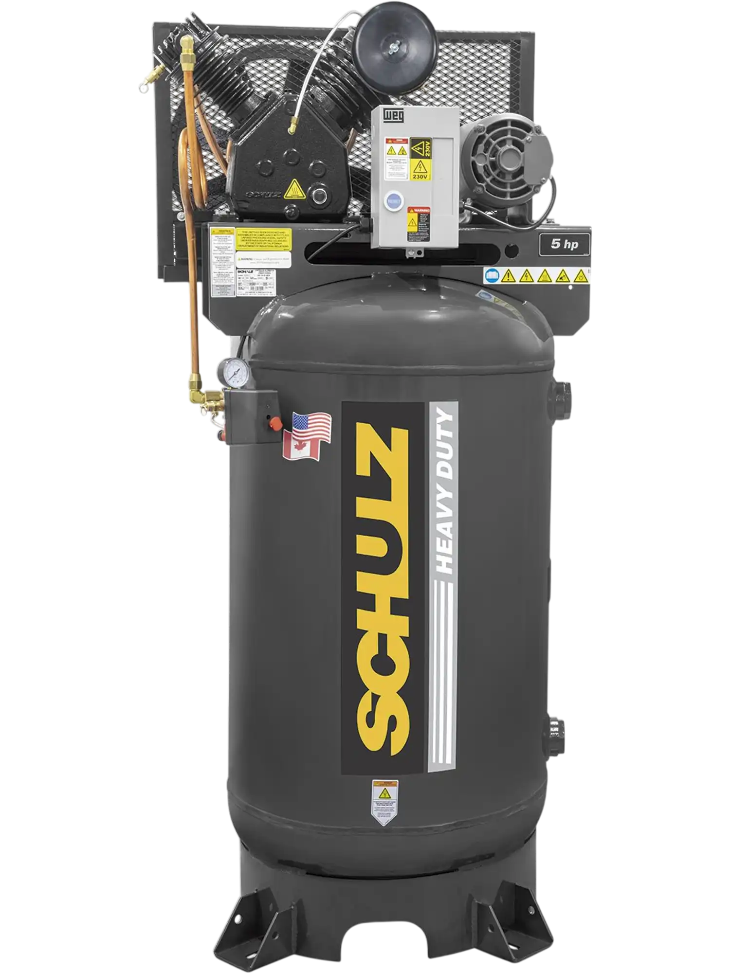 Schulz V-Series Air Compressor 5 HP 80 gal. 2-Stage 230V 1-Phase Vertical 15.6 CFM 175 PSI 580VV20X-1 New