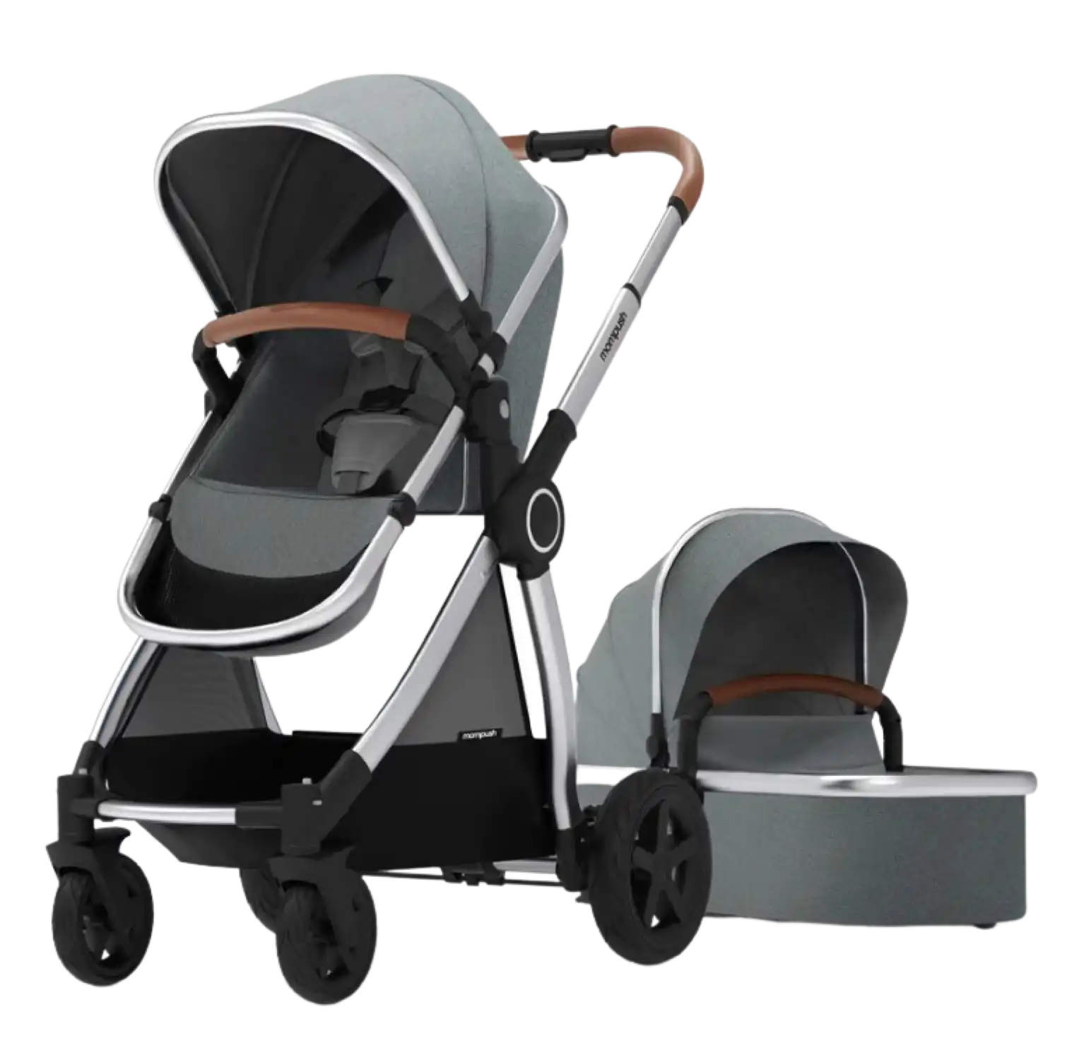 Mompush Ultimate 2 Bassinet Compact Self Standing Fold Reversible UPF50+ Canopy Stroller New