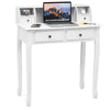 White writing desk with 4 drawers and detachable storage cabinet, ideal for dressing or computer use in any decor.