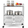 Rolling storage cart with 4 drawers and 2 mesh shelves, made of steel, ideal for kitchen and office organization.