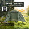 Elevated compact tent set in green with waterproof cover, designed for camping and outdoor relaxation.