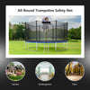 8FT trampoline safety enclosure net made of durable PE material, featuring a double-headed zipper door for easy access.