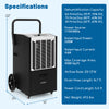 140 Pints commercial dehumidifier with pump, 4500 sq.ft capacity, touch control panel, and heavy-duty metal housing.