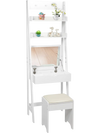 3-in-1 Modern Shelf Vanity Set with Flip Top Mirror and 6 Makeup Organizers