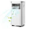 Portable 8000 BTU air conditioner with remote control, featuring a sleek design and efficient cooling for comfortable.