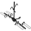 2-bike hitch mount bike rack in black, adjustable wheel holders, foam-padded hooks, suitable for 1-1/4" and 2".