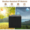 Black 30-gallon deck box storage container with weather-resistant PP material, ideal for outdoor seating and storage.