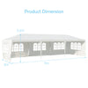 Large 10' x 30' canopy tent with 5 removable sidewalls, ideal for outdoor parties and weddings, featuring sturdy steel.