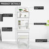 Modern shelf vanity set featuring a flip top mirror, 2-tier shelves, and a soft cushion stool for versatile use.