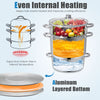 11-quart stainless steel pan with aluminum layered bottom, ideal for steaming fruits and making fresh juice.