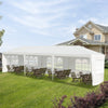 Large 10 x 30 feet white canopy tent with 5 removable sidewalls, ideal for outdoor parties and weddings.
