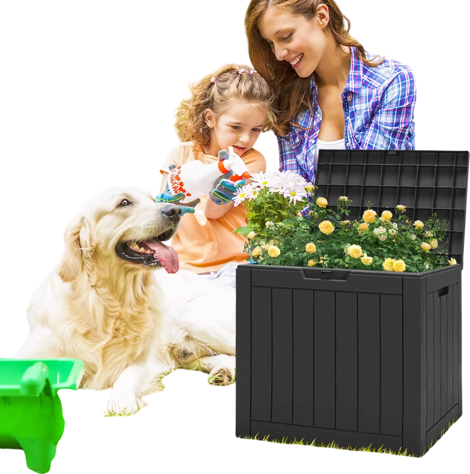 Costway 30 Gallon Deck Box Storage Container Bench Black 94783156 New
