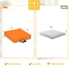 Multicolor 15-inch square toddler floor cushion with waterproof cover, 3" thick foam, and ergonomic handle for easy.