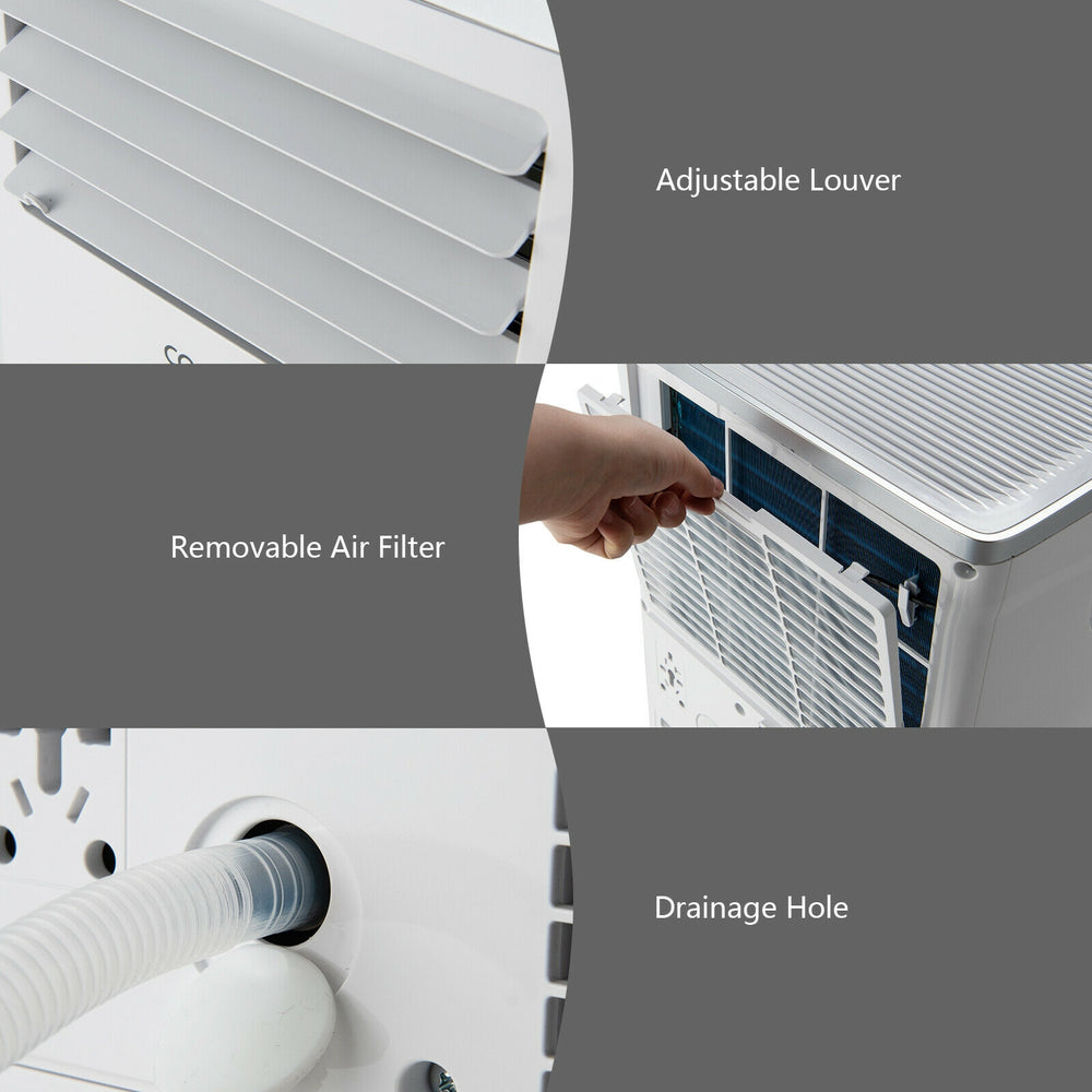 Adjustable louver and removable air filter of the 8000 BTU portable air conditioner for efficient cooling and clean air.