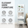 3-in-1 modern shelf vanity set with flip top mirror, featuring ample storage and compact design for small spaces.