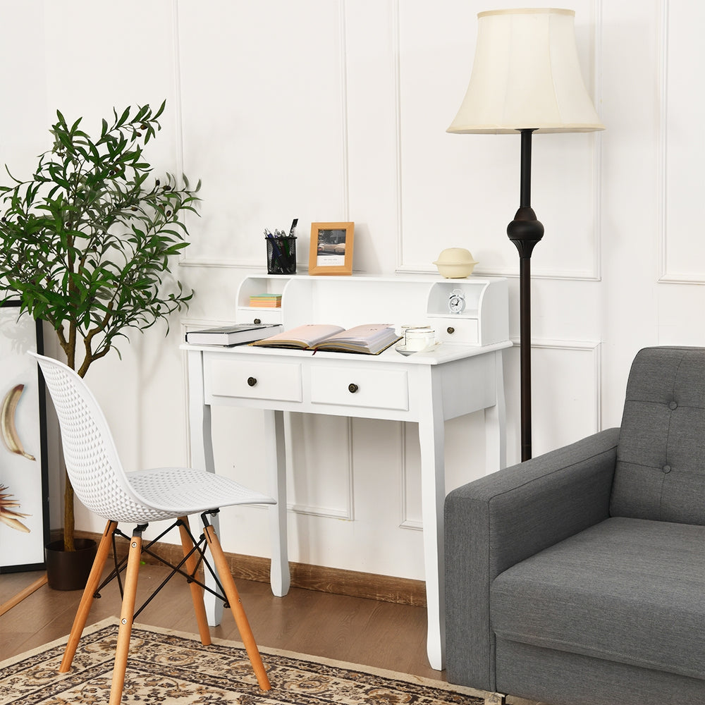 White writing desk with 4 drawers and detachable storage cabinet, ideal for organizing in any home decor.