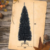 Black 6ft unlit artificial pencil tree with 520 branch tips and metal stand, perfect for Halloween and Christmas.
