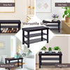 3-tier black bamboo bench storage shoe shelf, versatile for shoes, plants, or as a side table in any room.