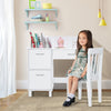 Kids Wooden Writing Furniture Set with Drawer and Storage Cabinet-White - Gallery View 1 of 10