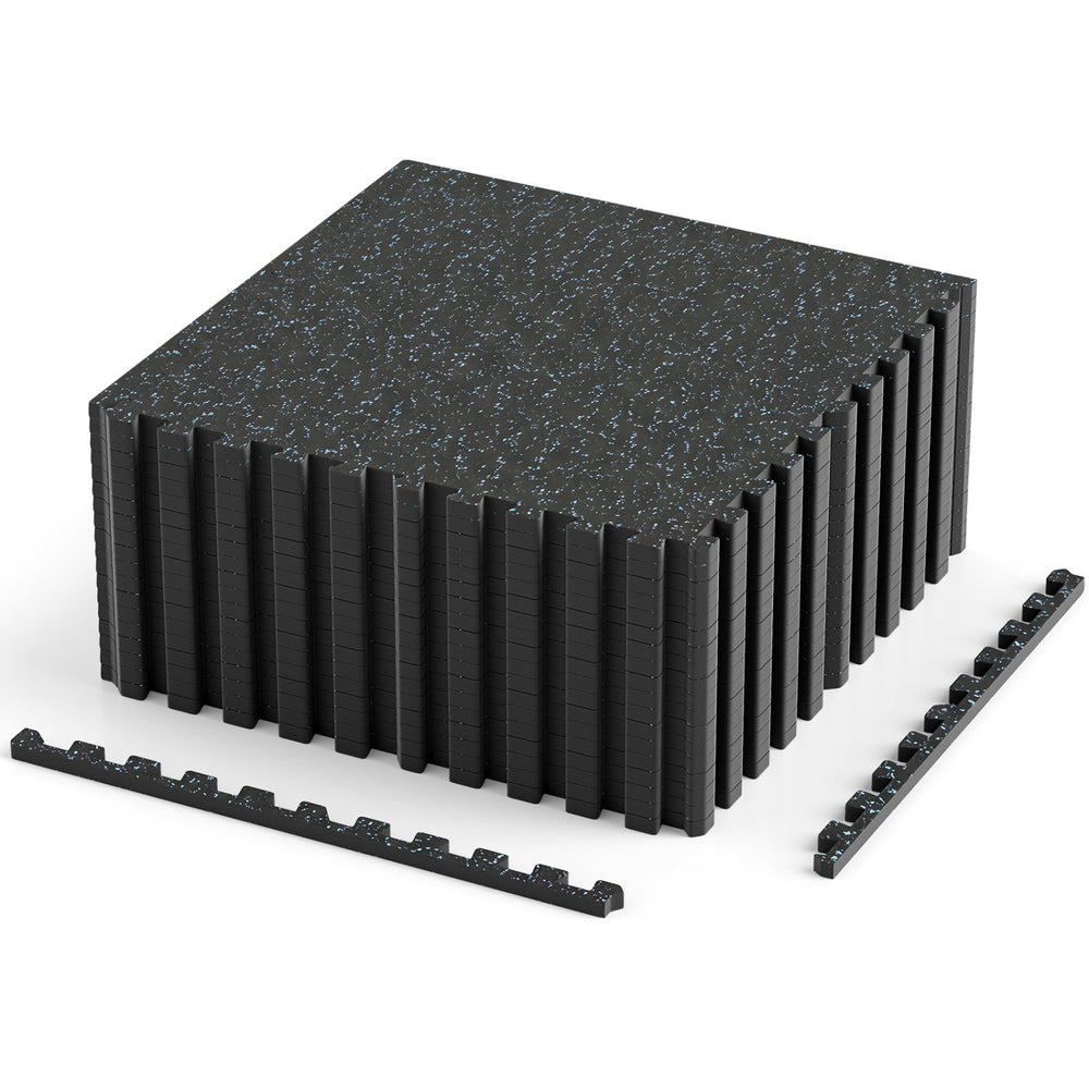 0.39 inch Thick Rubber Top Exercise Mat 70 Sq Ft with Boarders-Blue - Gallery View 1 of 3