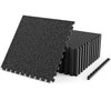0.39 inch Thick Rubber Top Exercise Mat 70 Sq Ft with Boarders-Gray - Gallery View 1 of 3