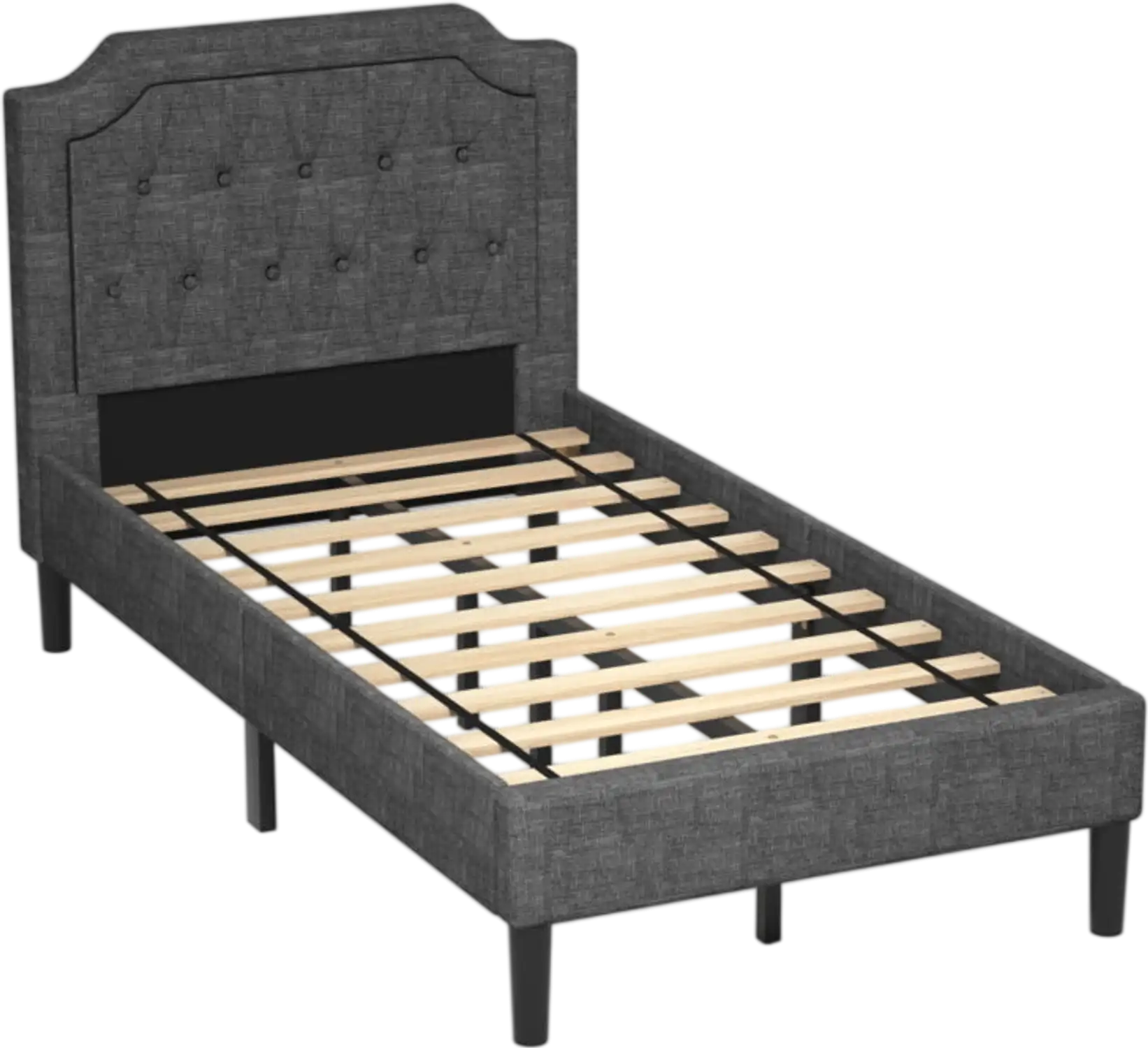Costway Twin Upholstered Platform Bed Linen Headboard Frame 70361524 New