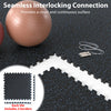 Thick rubber exercise mat set with blue speckled design, featuring seamless interlocking connection for a clean surface.