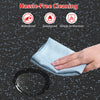 Thick rubber exercise mat set with waterproof surface, easy to clean, featuring a hand wiping off spills.