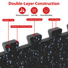 Close-up of the 0.79 inch thick rubber top exercise mat highlighting double-layer construction and cushioned foam.