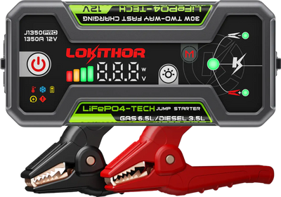 Lokithor J1350 PRO Jump Starter 12V 1350A with LiFePO4 Safety Battery New