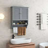 2-Doors Bathroom Wall-Mounted Medicine Cabinet with Towel Bar-Gray - Gallery View 1 of 10