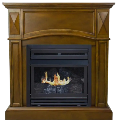 Pleasant Hearth 20,000 BTU 36 in. Compact Convertible Ventless Natural Gas Fireplace in Heritage New