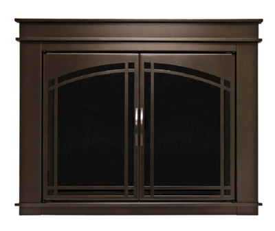 Pleasant Hearth Fenwick Small 29.5 by 37 in. Glass Fireplace Doors Bronze New