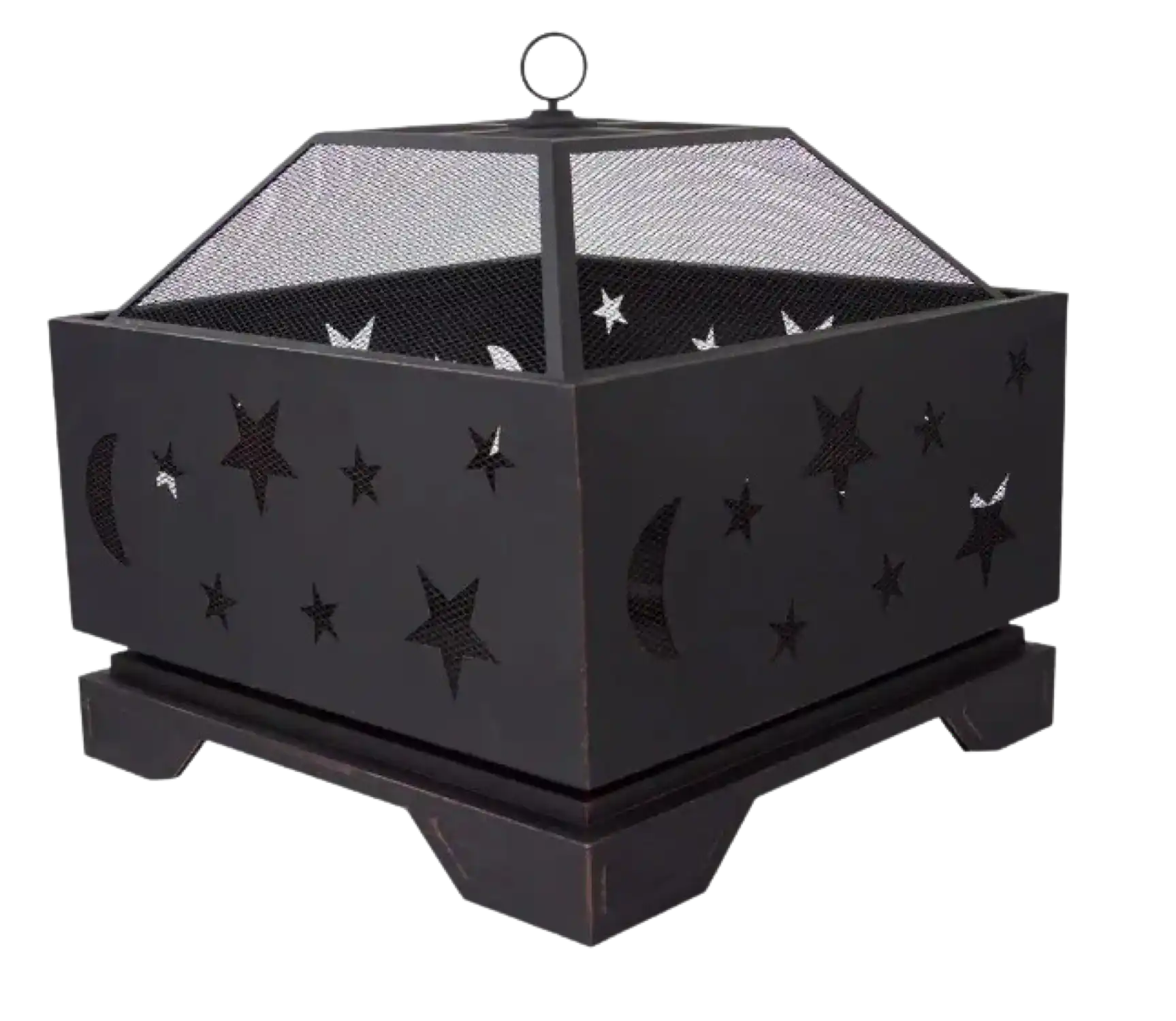 Pleasant Hearth Stargazer Deep Bowl 26 in. x 26 in. Square Steel Wood Fire Pit in Rubbed Bronze New