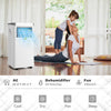 Portable 10000BTU air conditioner in white, featuring cooling, dehumidifier, and fan modes for efficient indoor comfort.