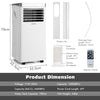 Portable 10000BTU air conditioner in white, featuring remote control and adjustable temperature for efficient cooling.