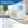 Portable 10000 BTU air conditioner with 3-in-1 design, remote control, and 24-hour timer for spaces up to 350 sq ft.