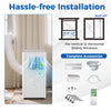 Portable 10000 BTU air conditioner with complete window kit, ideal for spaces up to 350 sq ft, featuring easy.