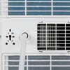 Close-up of the 10000 BTU portable air conditioner's control panel and hose connection, featuring a sleek white design.