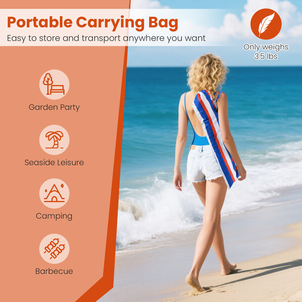 Colorful 6.5 feet beach umbrella with UPF50+ sun protection, lightweight design, perfect for seaside leisure and.
